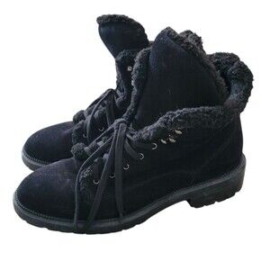 Aquatalia Lenore Weatherproof Genuine Shearling Lining Boot Black Size 9.5